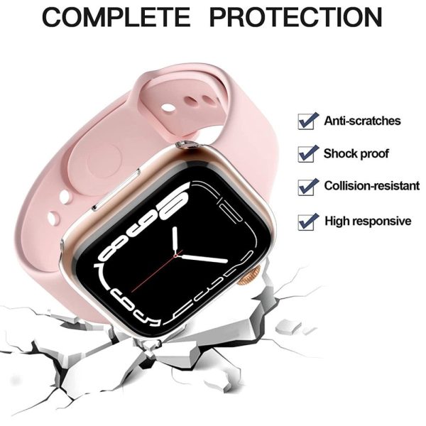 Apple Watch 9 8 7 (41mm) Fleksibelt Plastik Cover m. Indbygget Skærmbeskyttelse - Gennemsigtig Discount