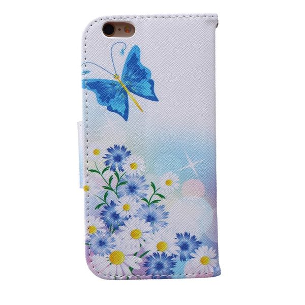 iPhone 6   6s Læder Cover m. Pung - Sommerfugle & Margueritter on Sale