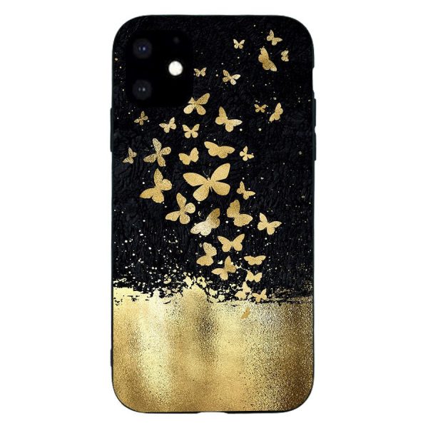 iPhone 11  Fleksibelt Plastik Cover - Guld Sommerfugle Online Sale