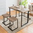 4 Pieces Industrial Dinette Set with Bench and 2 Stools-Oak For Cheap