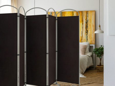 6 Feet 6-Panels Freestanding Folding Privacy Screen-Brown Cheap