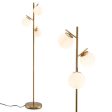 3-Globe Floor Lamp with Foot Switch and Bulb Bases-Golden Online