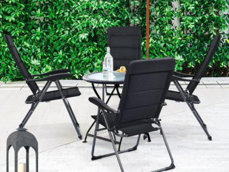 Set of 4 Patio Folding Chairs with Adjustable Backrest-Black Hot on Sale