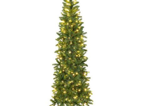 7.5 Feet Pre-lit Full Artificial Christmas Tree with Warm White and Multi-color LED Lights For Cheap