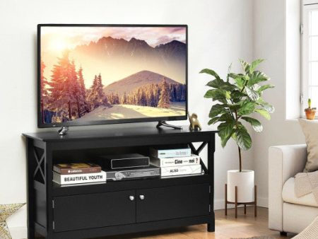 44 Inch Wooden Storage Cabinet TV Stand-Black Online Sale