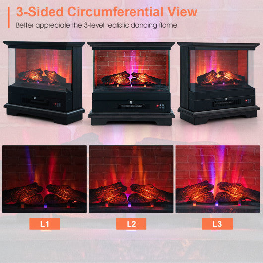 27 Inch Freestanding Electric Fireplace with 3-Level Vivid Flame Thermostat-Black Online