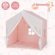 Kid s Play Tent with Washable Cotton Mat and Flag Banner-Pink Sale