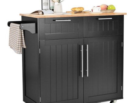 Heavy Duty Rolling Kitchen Cart with Tower Holder and Drawer-Black Online Sale