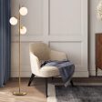 3-Globe Floor Lamp with Foot Switch and Bulb Bases-Golden Online