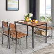 4 Pieces Rustic Dining Table Set with 2 Chairs and Bench-Brown Cheap