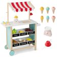 Kids Wooden Ice Cream Cart with Chalkboard and Storage Supply