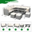 7 Pieces Patio Rattan Dining Furniture Sectional Sofa Set with Wicker Ottoman-Beige For Discount