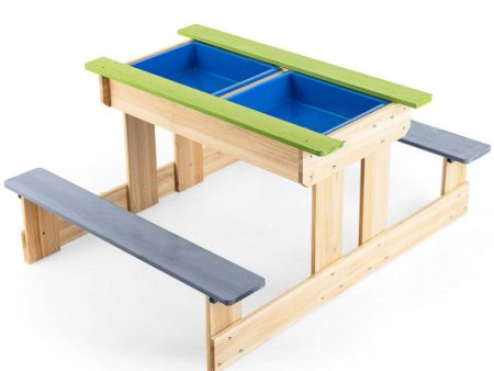 3-in-1 Outdoor Wooden Kids Water Sand Table with Play Boxes Online Sale