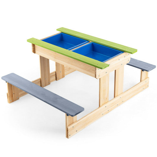 3-in-1 Outdoor Wooden Kids Water Sand Table with Play Boxes Online Sale