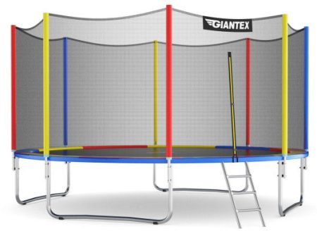 14 Feet Trampoline with Safety Enclosure Net and Ladder Outdoor for Kids Adults on Sale