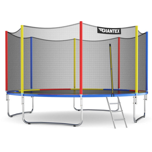 14 Feet Trampoline with Safety Enclosure Net and Ladder Outdoor for Kids Adults on Sale