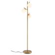 3-Globe Floor Lamp with Foot Switch and Bulb Bases-Golden Online