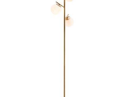 3-Globe Floor Lamp with Foot Switch and Bulb Bases-Golden Online