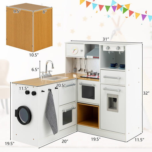 2-Pieces Wooden Kids Kitchen Playset with Light and Sound Online Hot Sale