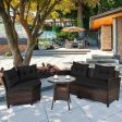 4 Pieces Outdoor Cushioned Rattan Furniture Set-Black Online Hot Sale