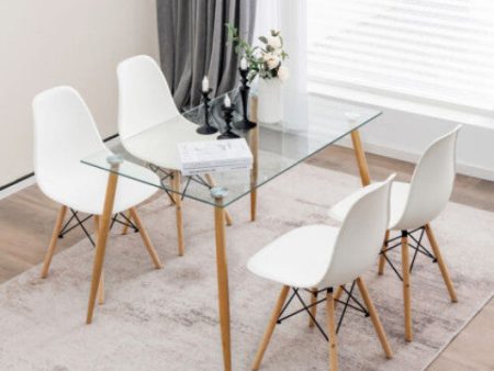 5 Pieces Rectangle Dining Table Set with 51 Inch Glass Tabletop-White Online Sale