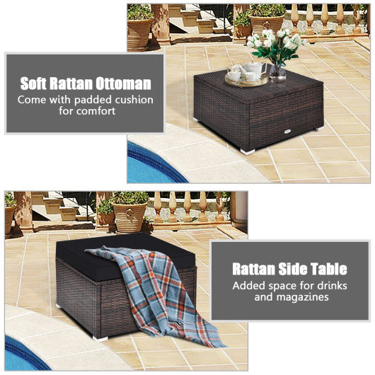 4 Pieces Ottoman Garden Patio Rattan Wicker Furniture Set with Cushion-Black Online now