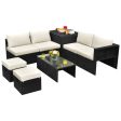 8 Pieces Patio Rattan Storage Table Furniture Set-Off White Hot on Sale