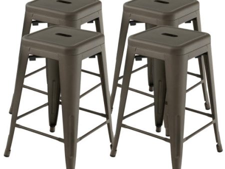 24 Inch Set of 4 Tolix Style Counter Height Barstool Stackable Chair-Gun Online now