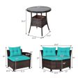 4 Pieces Outdoor Cushioned Rattan Furniture Set-Turquoise Sale