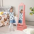 2-in-1 Kids Play Jewelry Armoire with Full Length Mirror and Drawers-Pink For Discount