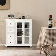 Buffet Sideboard Table Kitchen Storage Cabinet with Drawers and Doors-White Online now