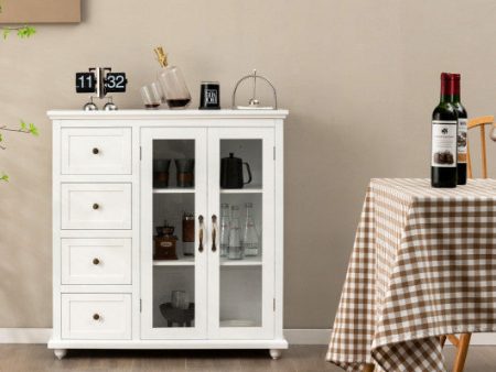 Buffet Sideboard Table Kitchen Storage Cabinet with Drawers and Doors-White Online now