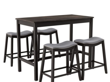 5-Piece Dining Set with 4 Upholstered Stools Discount