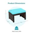 2 Pieces Patio Rattan Ottomans with Soft Cushion for Patio and Garden-Turquoise Fashion