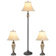 3-Piece Table and Floor Lamp Set with Linen Fabric Lamp Shades Online Sale