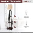 Trapezoidal Designed Floor Lamp with 3 Tiered Storage Shelf-Brown Online