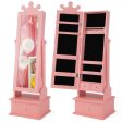 2-in-1 Kids Play Jewelry Armoire with Full Length Mirror and Drawers-Pink For Discount