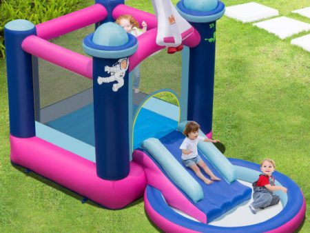 3-in-1 Inflatable Space-themed Bounce House with 480W Blower Hot on Sale