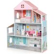 3-Tier Toddler Doll House with Furniture Gift for Age over 3 For Discount