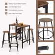 5 Pieces Bar Table and Stools Set with Wine Rack and Glass Holder-Rustic Brown Online now