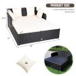 Spacious Outdoor Rattan Daybed with Upholstered Cushions and Pillows-White Hot on Sale