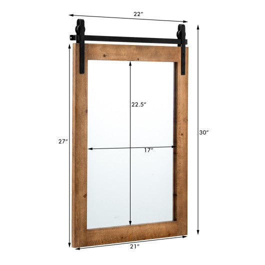 30 x 22 Inch Wall Mount Mirror with Wood Frame-Brown Discount