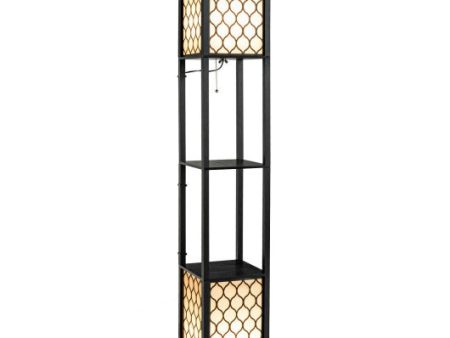 Modern Shelf Freestanding Floor Lamp with Double Lamp Pull Chain and Foot Switch Fashion