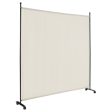 6 Feet Single Panel Rolling Room Divider with Smooth Wheels-White Sale