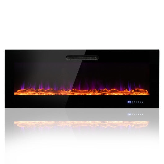 50 60 Inch Wall Mounted Recessed Electric Fireplace with Decorative Crystal and Log-60 inches Hot on Sale