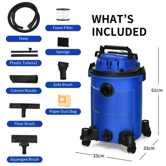 3 in 1 6.6 Gallon 4.8 Peak HP Wet Dry Vacuum Cleaner with Blower-Blue Sale