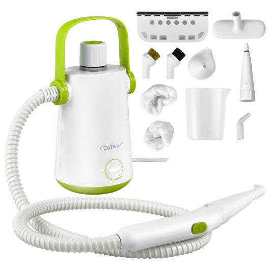 1000W Multifunction Portable Hand-held Steam Cleaner with 10 Accessories-Green Online Sale