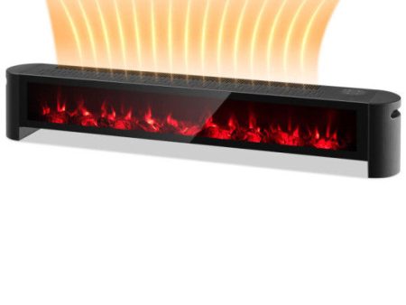 1400W Electric Baseboard Heater with Realistic Multicolor Flame-Black Online