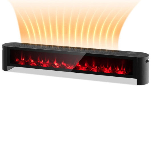 1400W Electric Baseboard Heater with Realistic Multicolor Flame-Black Online