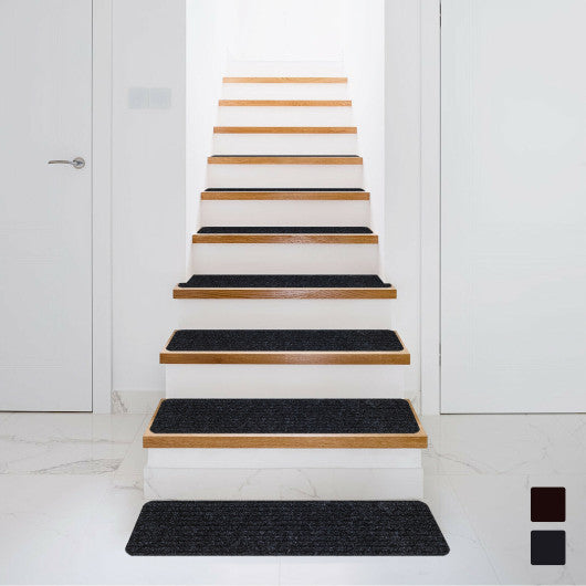 15 Pieces 30 x 8 Inch Slip Resistant Soft Stair Treads Carpet-Black Online Sale